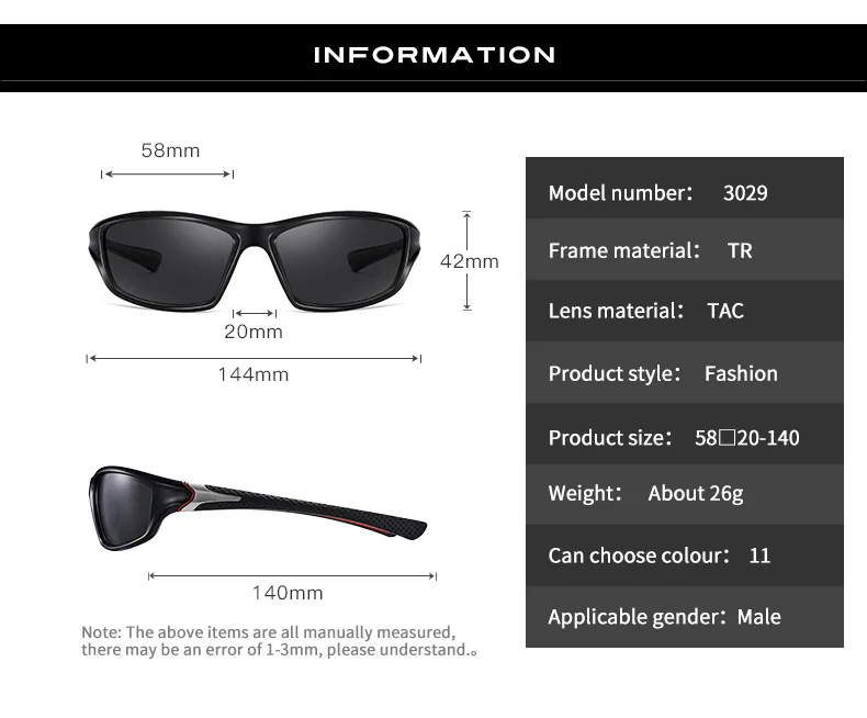 VCKA Motion Myopie Polarisierte Männer Fahren Sonnenbrille Bunte Gläser -0,5 bis -6,0 Rezept TR90 Frauen Gläser UV400 Brillen – Detail 9