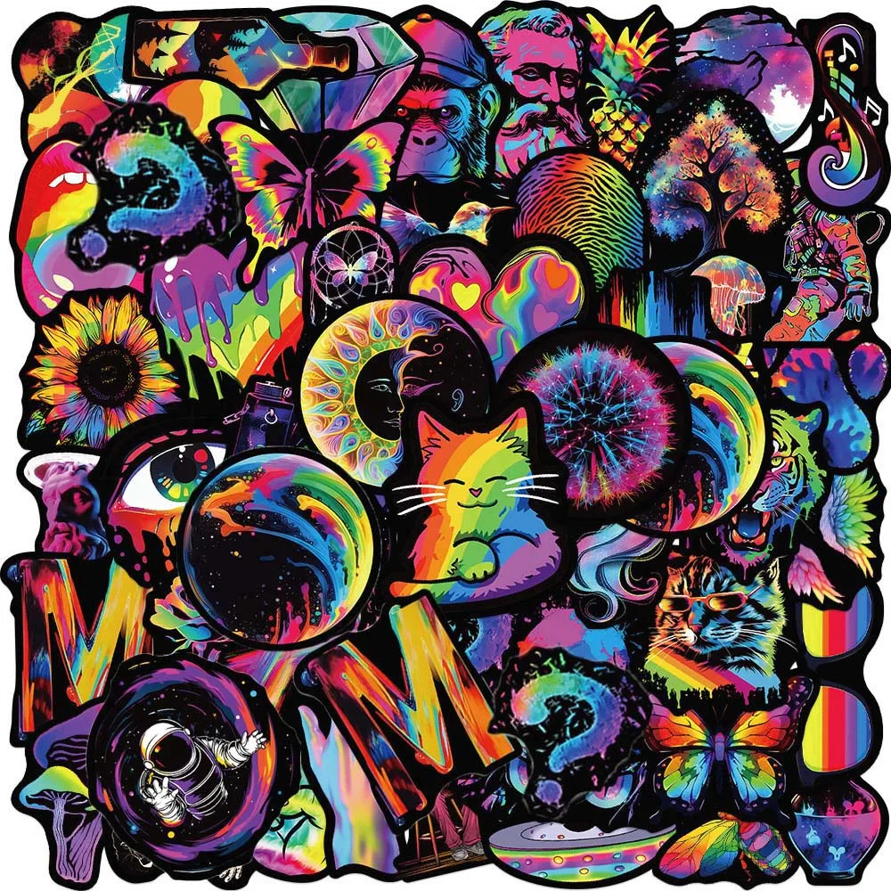 

10/50Pcs Cartoon Cool Rainbow Aesthetic Varied Stickers Pack for Kids Helmet Travel Luggage Notebook Decoration Graffiti Decals