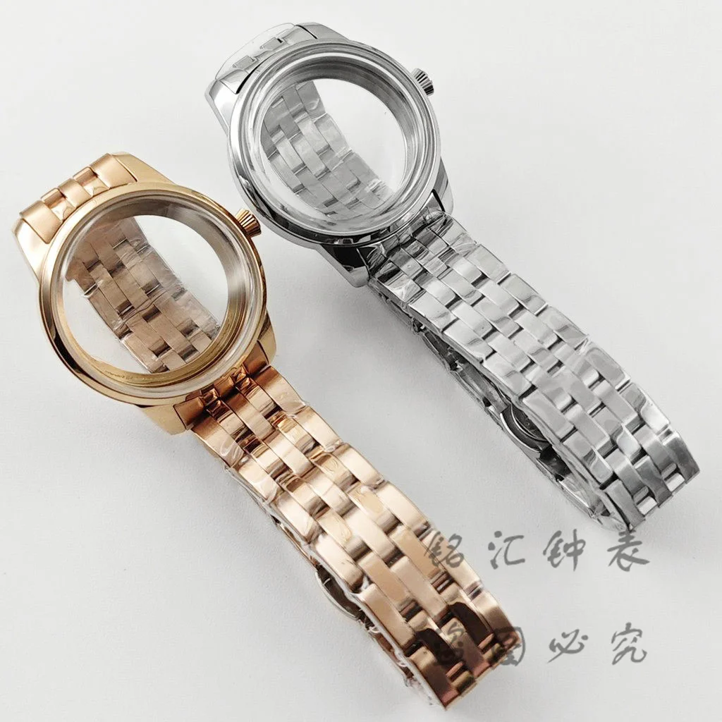 Elegant PVD Rose Gold 33mm Ladies Watch Case with Stainless Steel Bracelet