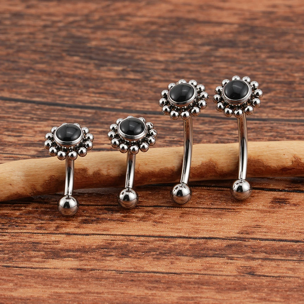 F136 Titanium Horseshoe Nose Ring | 18G 10mm Surgical Grade Septum Ring With Double Gems