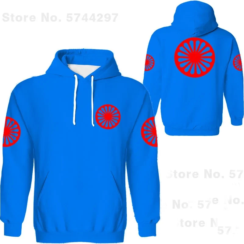 Sudadera con capucha para hombre de primavera y otoño de 2024, sudadera con capucha con estampado 3D de la bandera gitana romana, sudaderas con capucha de manga larga de gran tamaño para hombre