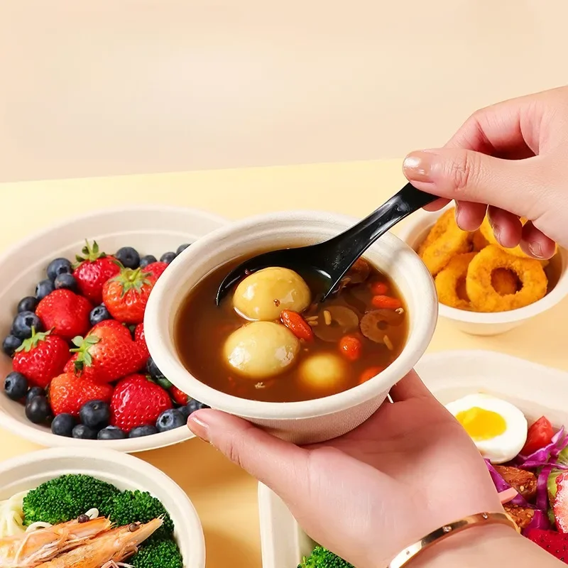 50/100PCS Disposable Paper Bowls Biodegradable Salad Dessert Bowls Suitable for Gatherings Holidays Outdoor Activities