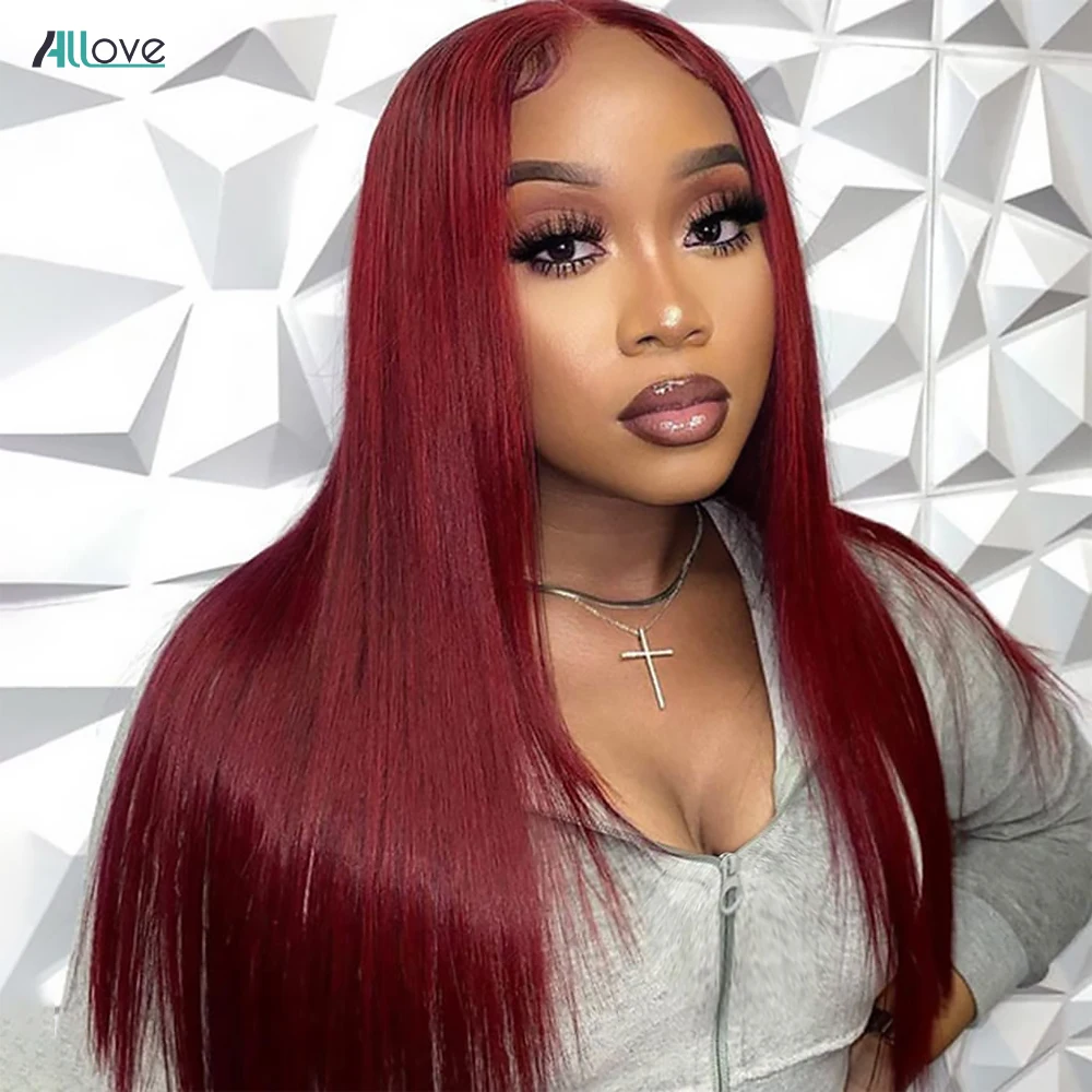 Allove Burgundy Lace Front Wig 13x4 HD Lace Frontal Wig Brazilian