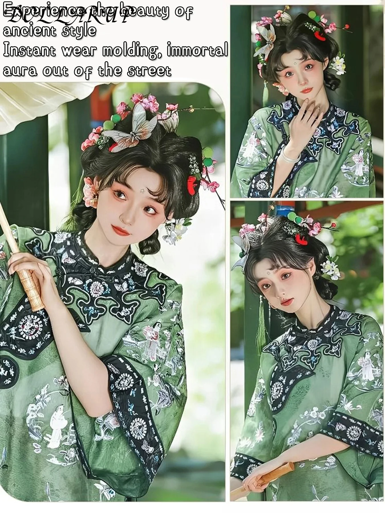 JKL 합성 앤티크 한푸 가발 여성용 원피스 레이지 가발백 앤티크 꼬임 머리 매듭 데일리 다용도 스타일링 패드