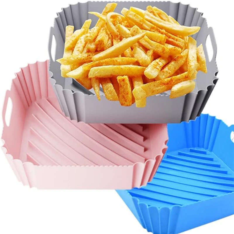 Silicone Basket Pot Tray Airfryer Liner For Air Fryer Reusable Container Accessories Pan Baking Mold Protector Kitchen Gadgets