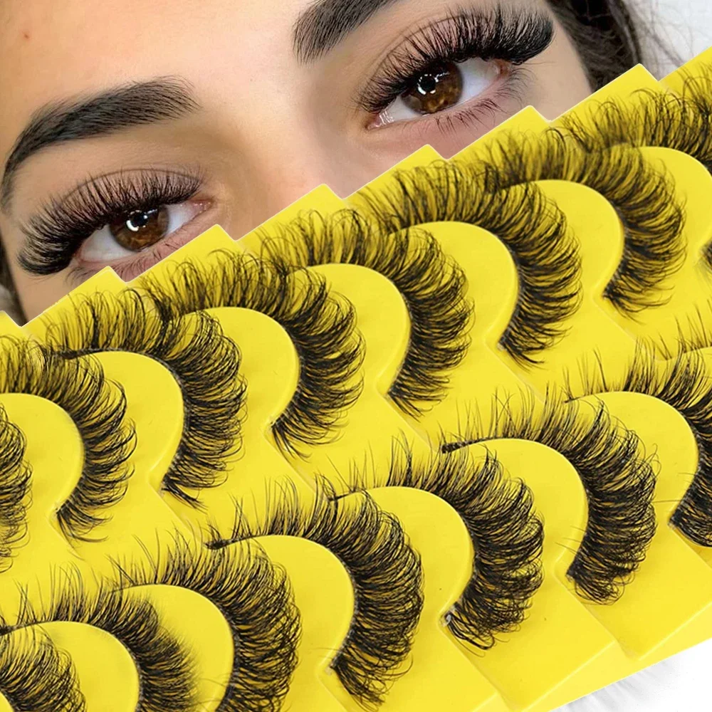 

10 Pairs False Eyelashes 6D Super Fluffy Wispy Faux Mink Eyelashes Cat Eye Effect Dramatic Lashes Eyelash Extension Makeup