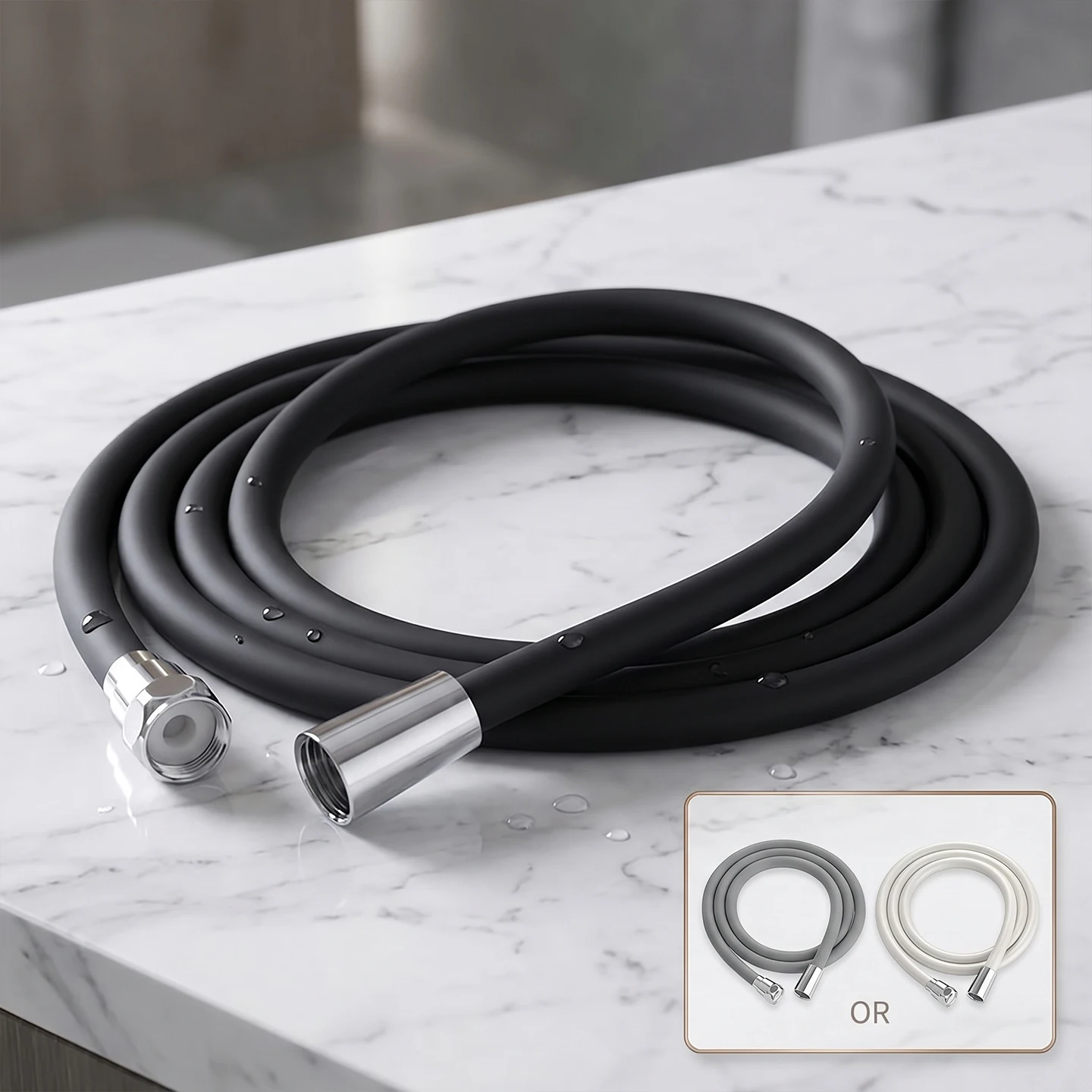 Premium Tangle-Free Silicone Shower Hose – Rustproof and Anti-Mold, Available in Multiple Lengths