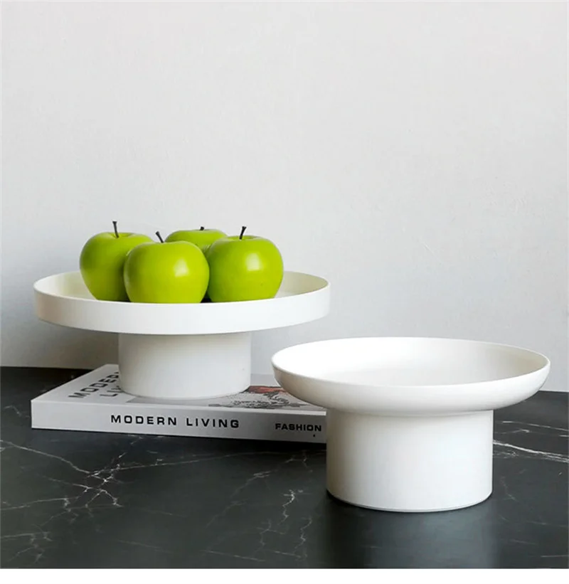 Round Black White Decorative Tray Storage Organizer ABS Tray Fruit Perfume Cosmetic Home Decor Plates Simple Storage Plate