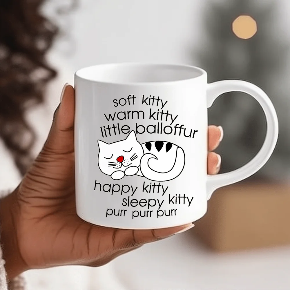 

11oz Cartoon Ceramic Coffee Cups, Water Cups, Summer Winter Drinkware, Birthday Gifts, Holiday Gifts For Cat Lovers