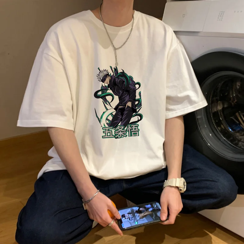 

Jujutsu Kaisen T-shirts Men Satoru Gojo Anime Tee Shirts Kawaii Cartoons Casual Clothes Fashion Cotton Unisex Streetwear Tops