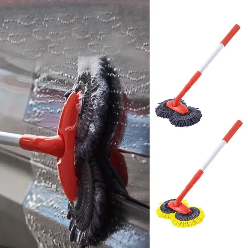

Car Wash Mop Auto Chenille Wash Mop In 2 Colors Automobile 360 Degree Rotating Base Washing Brush For Cleaning Dirt Dust Stains