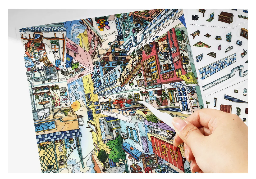 Kawaii rotierende Stadt 3D Stadt Ruhe Tag Landschaft Aufkleber DIY Tasche Kabine Szene Weihnachtsgeschenke ﻿ – Detail 19