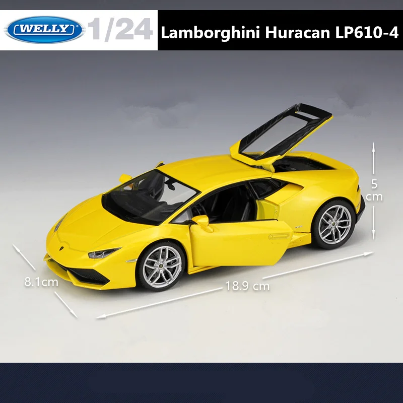 WELLY 1:24 Lamborghini Huracan LP610-4 Alloy Racing Car Model Diecasts Metal Sports Car Model High Simulation Childrens Toy Gift 4