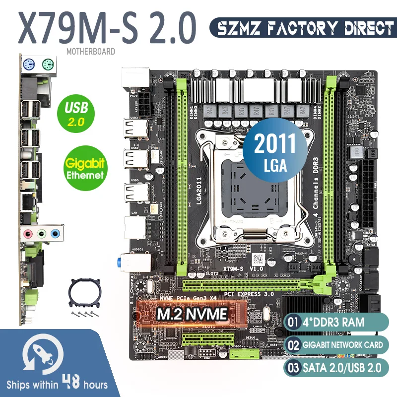 Материнская плата X79 M-S 2 0 LGA2011 M ATX USB2.0 PCI-E NVME M.2 SSD с поддержкой памяти REG ECC и