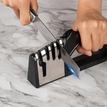 Kitchen 4 Segment Knife Sharpener Multifunctional Portable Non-slip Base Knife Sharpener Household Kitchen Gadgets Accessories 1