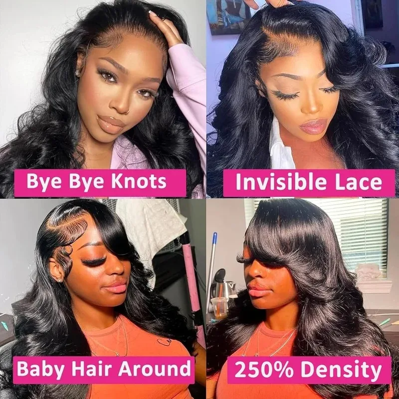 Body Wave 250 Density 42 Inch Natural Color - Silky Soft Human Hair No Tangle No Shedding Full Volume Weave