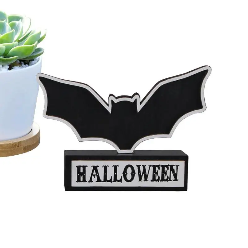 

Bat Decor Halloween Decoration Wooden Ornament Creative 3D Animal Desk Bat Flat Back Resin Party Scary Decors Props Decoration