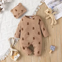 【Gift Hat】Set Baby Unisex Boy Girl Newborn Onesies Romper 0-18 Months Toddler Clothing Infant Long Sleeve Cartoon Bear Jumpsuit 3