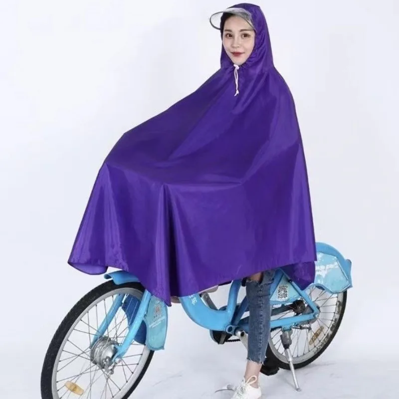 넓은 챙 후드가 있는 성인용 사이클링 레인코트, 1인용 대형 두꺼운 자전거 레인 판초 (공용 자전거용)