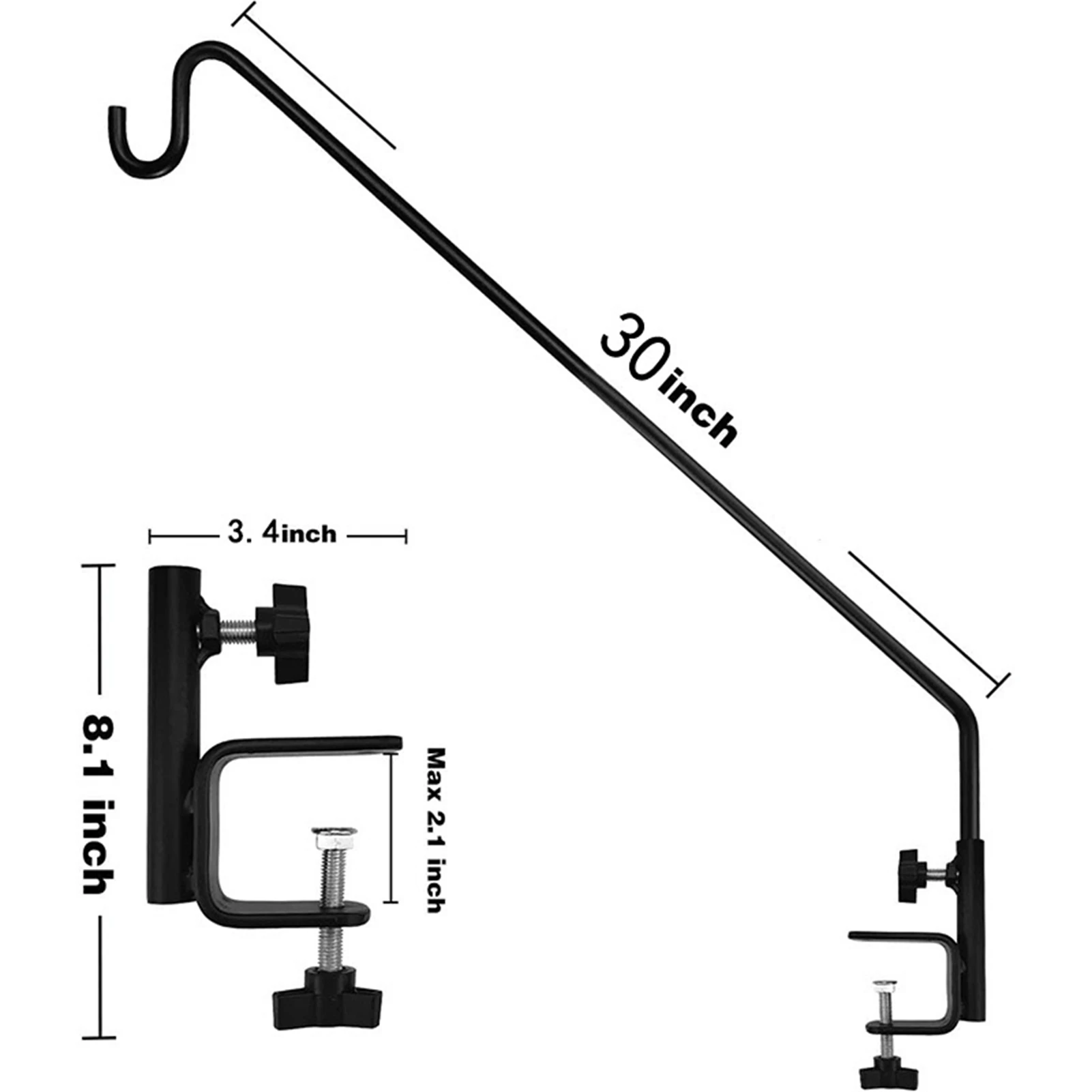 Heavy Duty Deck Rail Pole Deck Hook Adjustable Metal Railing Hooks for Hanging Bird Feeder