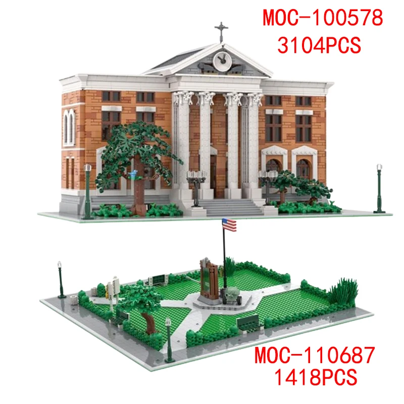 

Spot MOC-100857 clock tower building model building house small particle assembled building blocks modular street scene toys