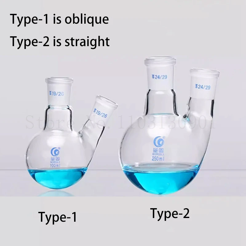 1pc 50ml-1000ml #24 Laboratory Distillation Flask Lab Straight/Oblique 2 Necks Round Bottom Glass Flasks