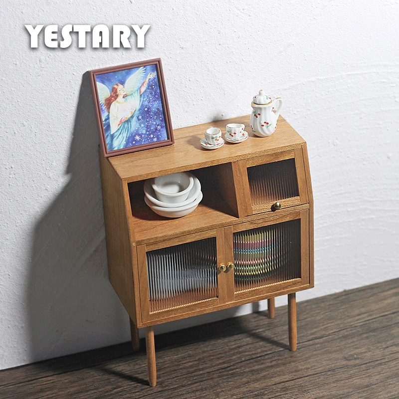 

YESTARY 1/6 Dollhouse Wood Furniture 1/12 BJD Doll Accessories Walnut Cabinet Furniture For Barbie Blythe Dolls Toys For Girls