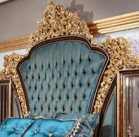 Ensemble de chambre à coucher de luxe turc, lit king size double capitonné, mobilier de chambre à coucher, cadre de lit en bois massif sculpté, tête de lit en tissu velours 3
