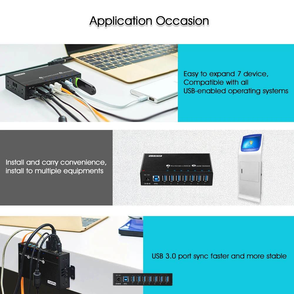Sipolar A173 A103 10 Portas Alimentado Usb3.0 Industrial Hub de Alta Velocidade Multi Carregador Rápido Divisor Wth 12v 3a 5a Adaptador de Energia - Imagem 4