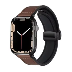 Premium Leather Watch Band Bracelet - Elegant and Stylish Strap for 38 40 41MM (Dark brown)
