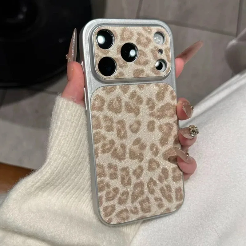 Elegant Leopard Print Faux Leather Phone Case - Shockproof Bumper Cover
