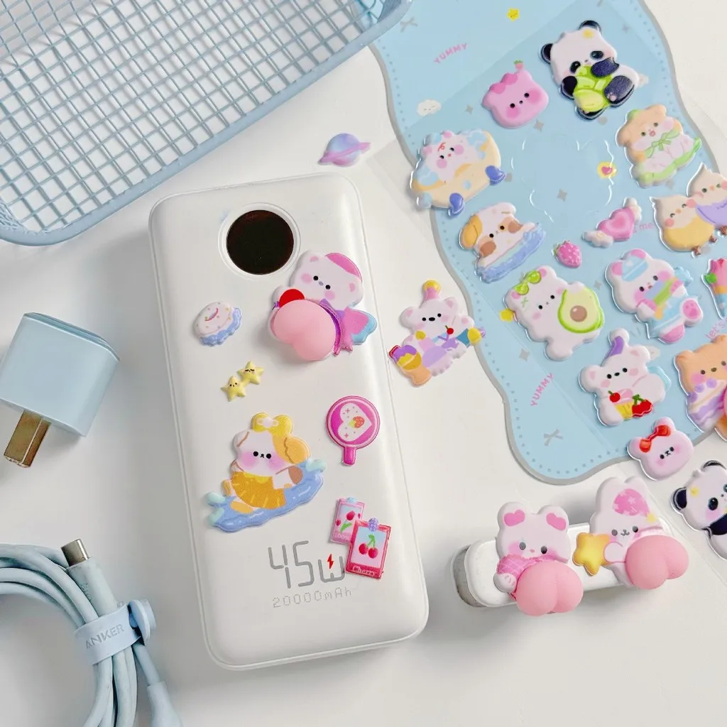 4PCS 3D 부드러운 귀여운 엉덩이 모양 3D 어린이 스티커 스퀴시 동물 토끼 곰 핸드메이드 데코 폰 케이스용 블링블링스티커스 스토어