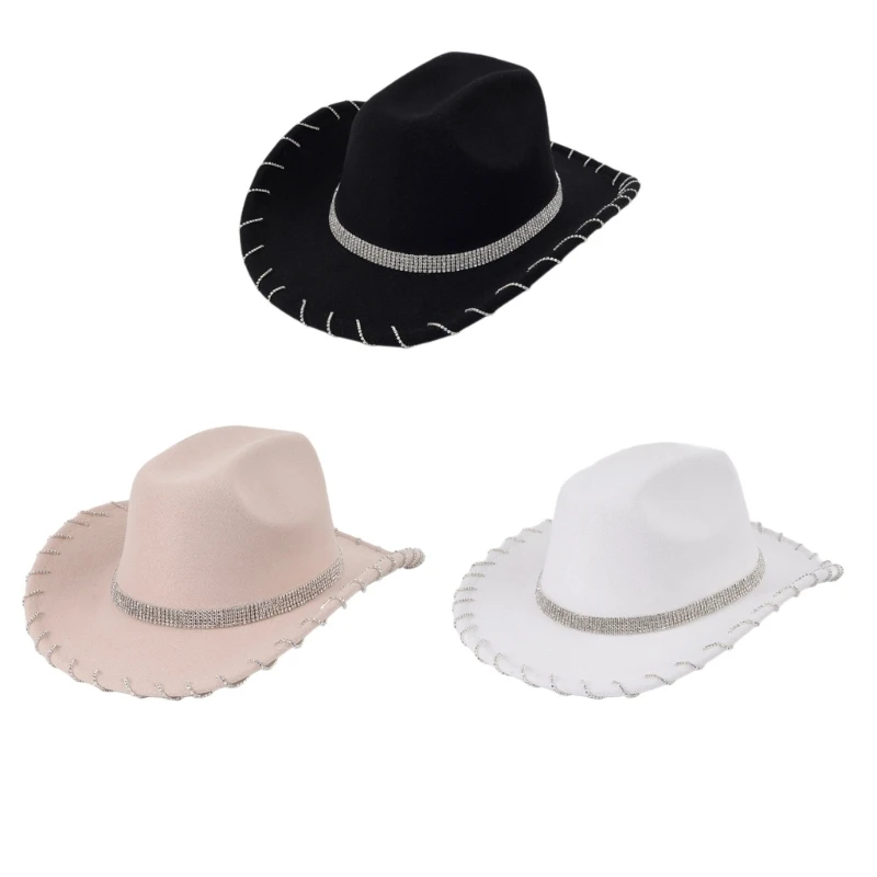 

Cowgirl Hat Flickering Cowboy Hats Belt Diamond for Music Festivals Heavy Rhinestones Cowboy Hats