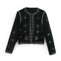 Buy Zarb Spring/Summer Women's Embroidered Velvet Coat | Trendy, Slim Fit, Palace Style Online - Image 3