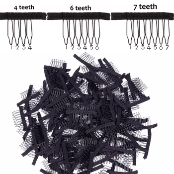 Clip per Parrucche con Pettine 4-7 Denti, Clip per Extension Capelli in Acciaio Inossidabile, Pettini a Scatto con Gomma per Extension