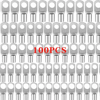 100 Pcs Copper Crimp Terminal Lugs, SC6-6 SC6-8 SC10-6 SC10-8 SC16-6 SC16-10 for Secure Wire and Cable Electrical Connections