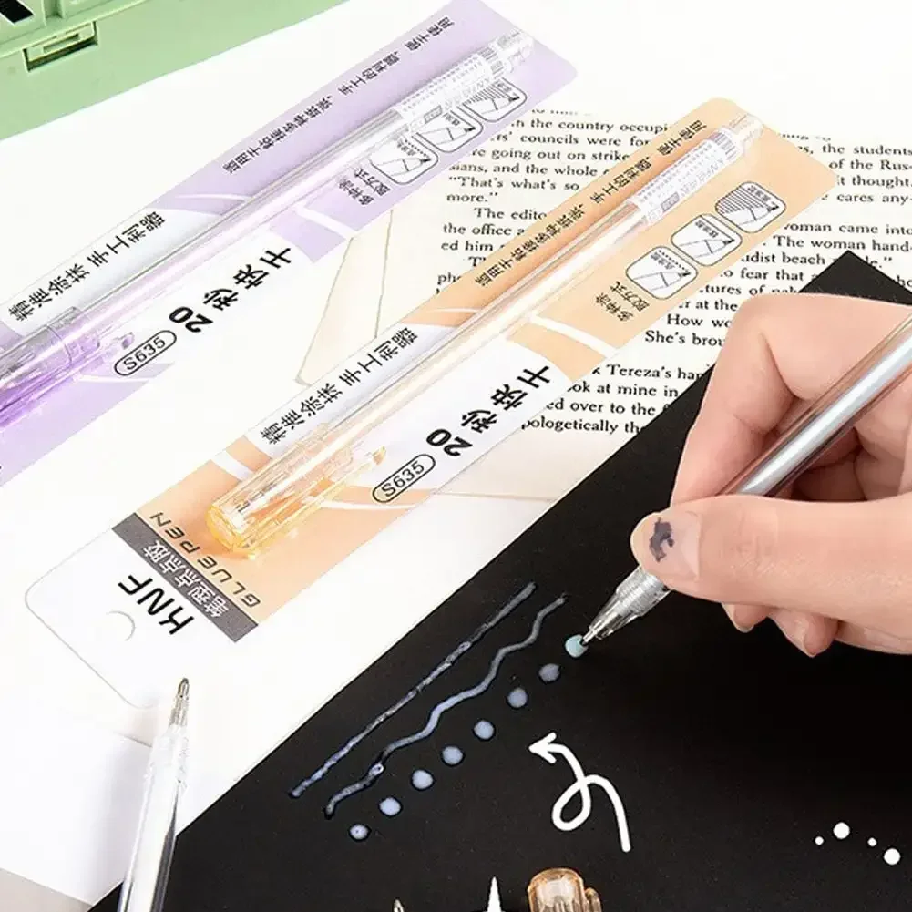 캔디 컬러 접착제 펜, 빠른 건조 수동 디스펜싱 펜, 단단한 접착제 스틱, 학생 핸드북 DIY 고점도 접착제 사무실, 1PC