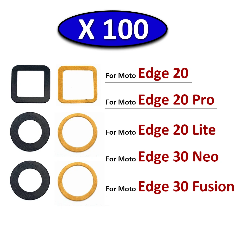 

100Pcs, Camera Glass For Motorola Moto Edge 20 Pro Lite 30 Neo Fusion Rear Back Camera glass Lens With Glue Adhesive