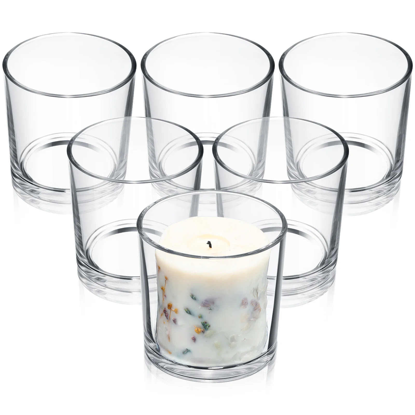 

Glass Candle Holder Pillar Candle Holder Cup Tabletop Glass Vase Cylinder Supplies Windproof Protectors Hurricane Holders
