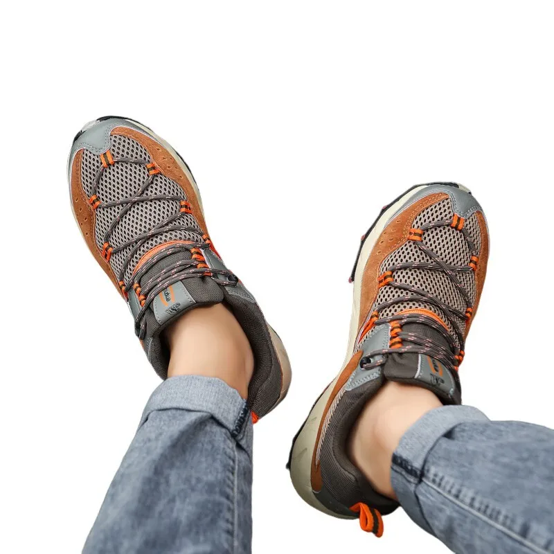 Outdoor men's spring and summer genuine leather waterproof, anti slip, wear-resistant hiking mountain sports shoes 3168 with 20_voghion.com