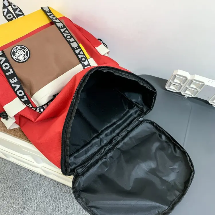 Nylon Color-Blocking Backpack for Men and Women Schoolbag