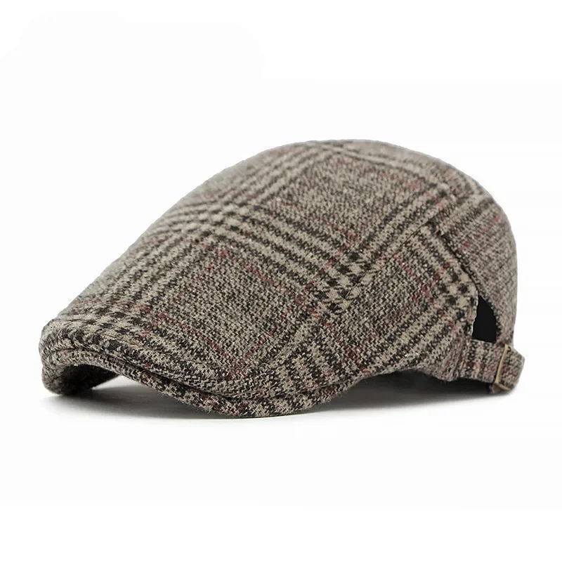 LDSLYJR Autumn and Winter Cotton Plaid Print Newsboy Caps Flat Peaked Cap Men and Women Painter Beret Hats 155 3