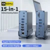 15 in 1 USB-C Docking Station 4K HD Vertical Hub with Triple Monitor ,RJ45 1000M,USB 3.0/2.0,PD 3.0,SD/TF,Audio 3.5 for Mac Pro 1