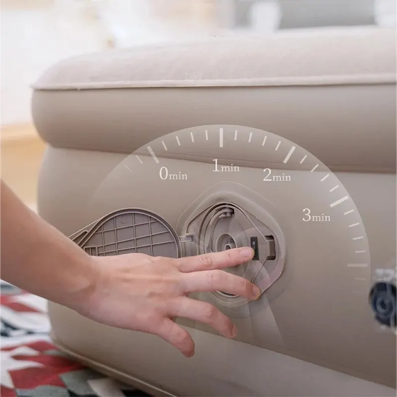 로하스 캠핑 자동 팽창식 에어 베드, 등받이 캠핑 전기 매트리스, 40cm 높이 텐트 에어 쿠션 매트 바닥 