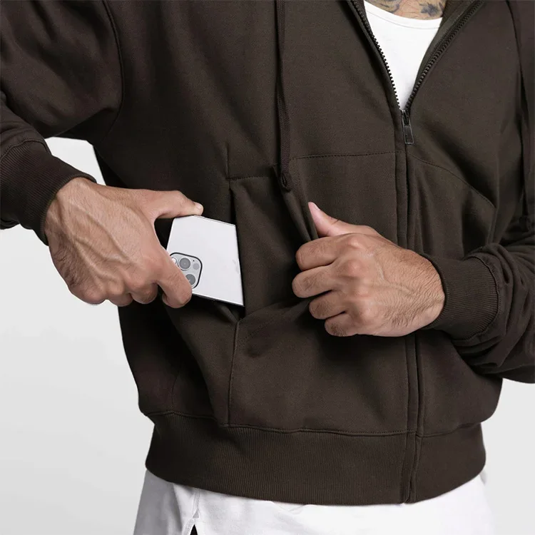 미국 스타일 남성 후드 가디건 스웨트셔츠 트렌디 스포츠 캐주얼 솔리드 컬러 지퍼 재킷 봄 가을 패션 의상