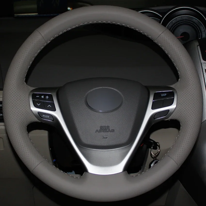 

Dark Gray Leather Car Steering Wheel Covers For Toyota Verso EZ Avensis Auto Steering Covers