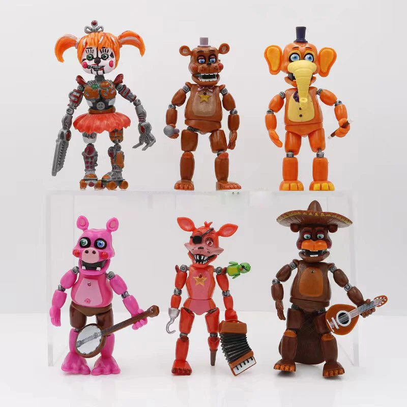 Caixinhas acrílicas decoradas do jogo Five Nights at Freddy's (FNAF):  Freddy, Golden Freddy, Bonnie…