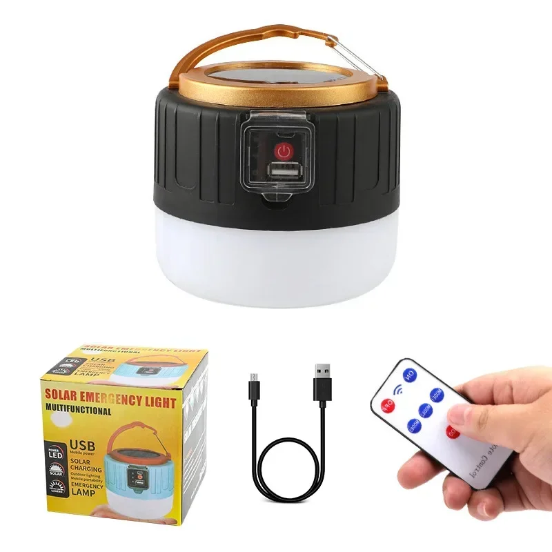 Camping light 1000W outdoor solar LED camping light USB rechargeable tent lamp portable lanterns emergency lights for BBQ hiking night market