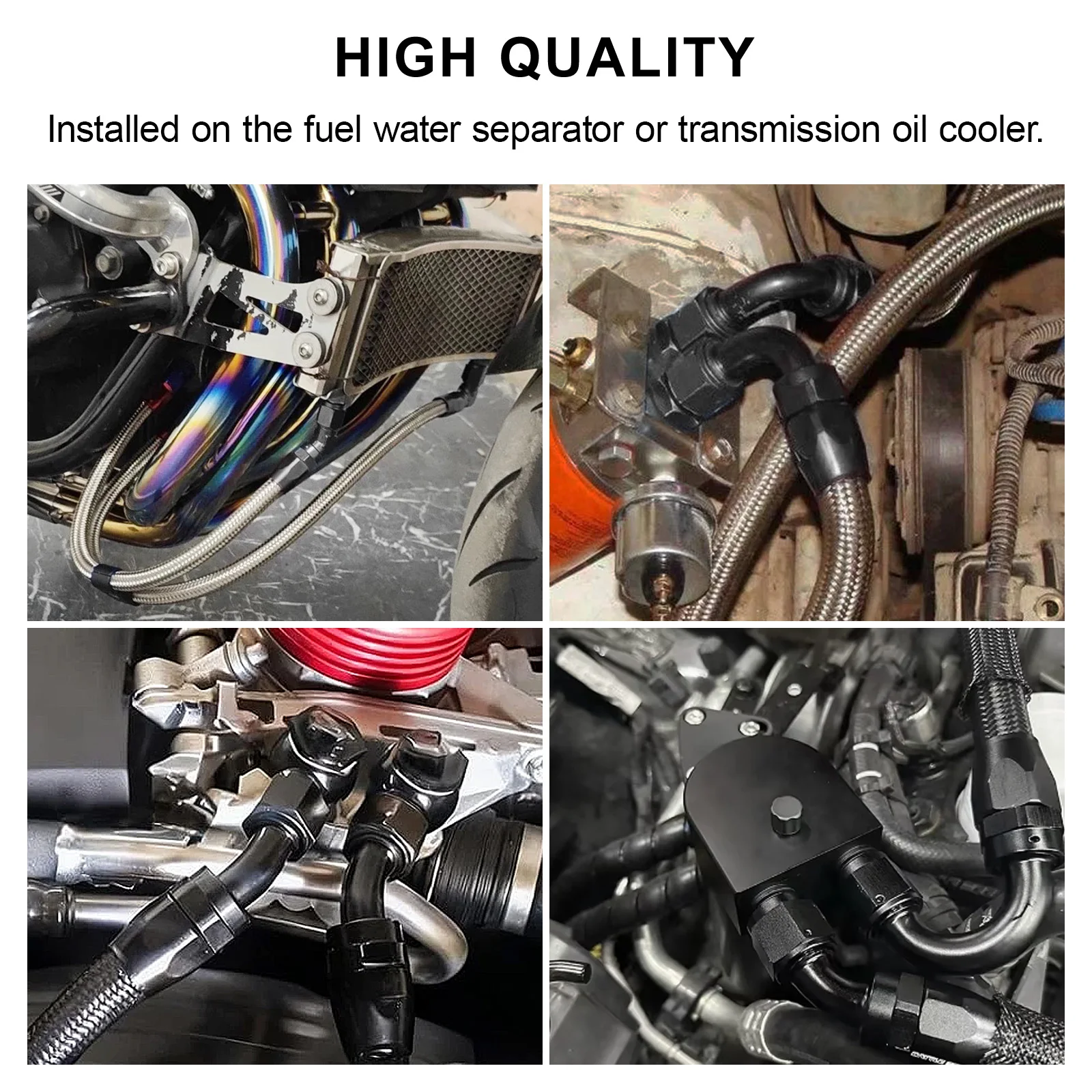 Für Auto CPE Öl- und Kraftstoffleitung 45 Grad 90 Grad Aluminium AN4 AN6 AN8 AN10 Geschmiedeter Typ Schwenkbarer Schlauchanschluss Adapter Schwarz 10 Stück – Detail 5