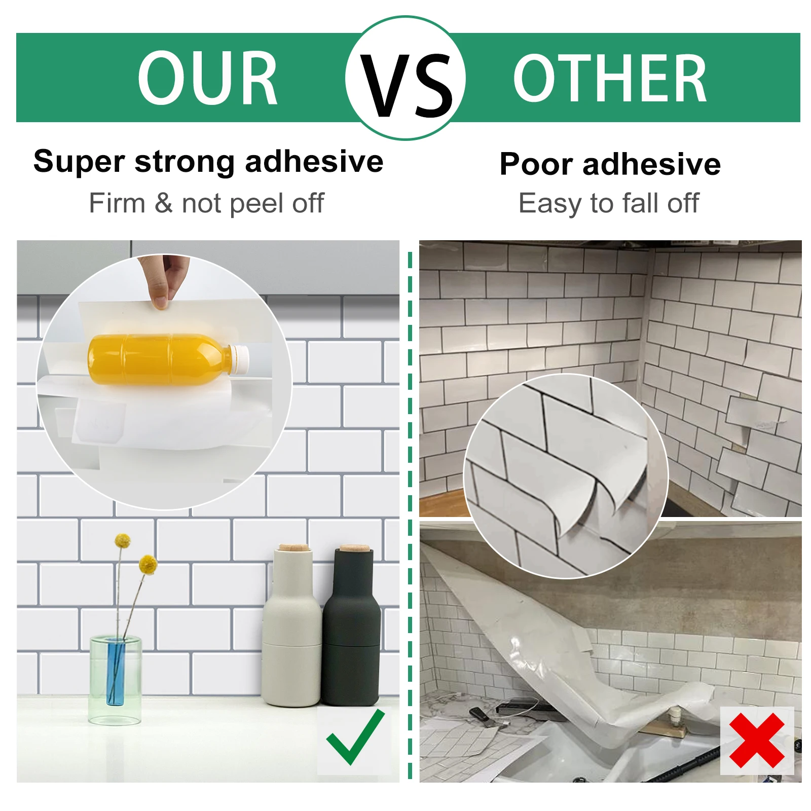 Waterproof Peel-and-Stick Wall Tiles 3